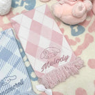 Kawaii Tartan Scarves in Blue Cinnamoroll and Pink My Melody Patterns - Cosparty