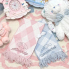 Kawaii Tartan Scarves in Blue Cinnamoroll and Pink My Melody Patterns - Cosparty