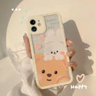 Kawaii Teddy Bear and Bunny Rabbit iPhone Case with Happy Every Day Design - Phone Case