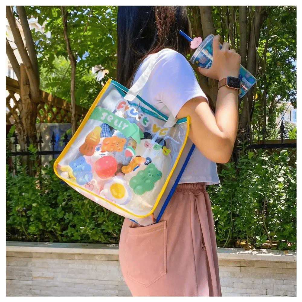 Kawaii Teddy Bear and Gummy Bear Transparent Tote Bag - Cosparty