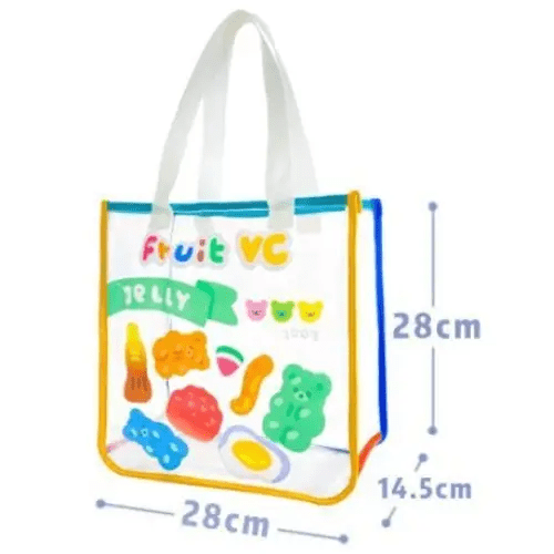 Kawaii Teddy Bear and Gummy Bear Transparent Tote Bag - Cosparty