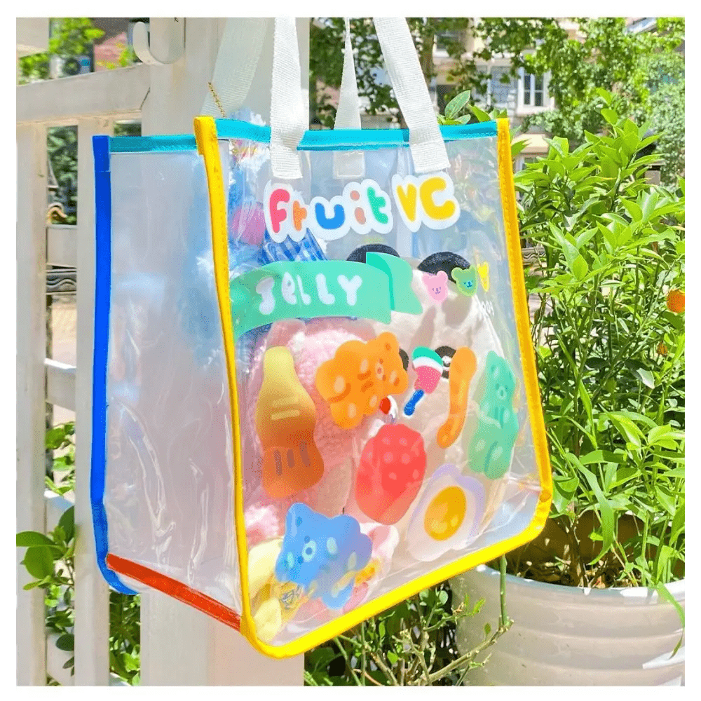 Kawaii Teddy Bear and Gummy Bear Transparent Tote Bag - Cosparty