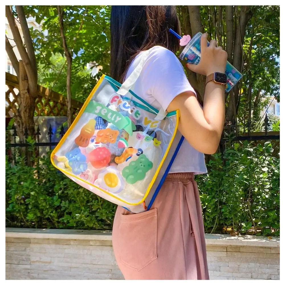 Kawaii Teddy Bear and Gummy Bear Transparent Tote Bag - bag