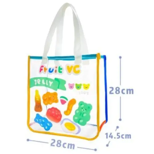 Kawaii Teddy Bear and Gummy Bear Transparent Tote Bag - bag