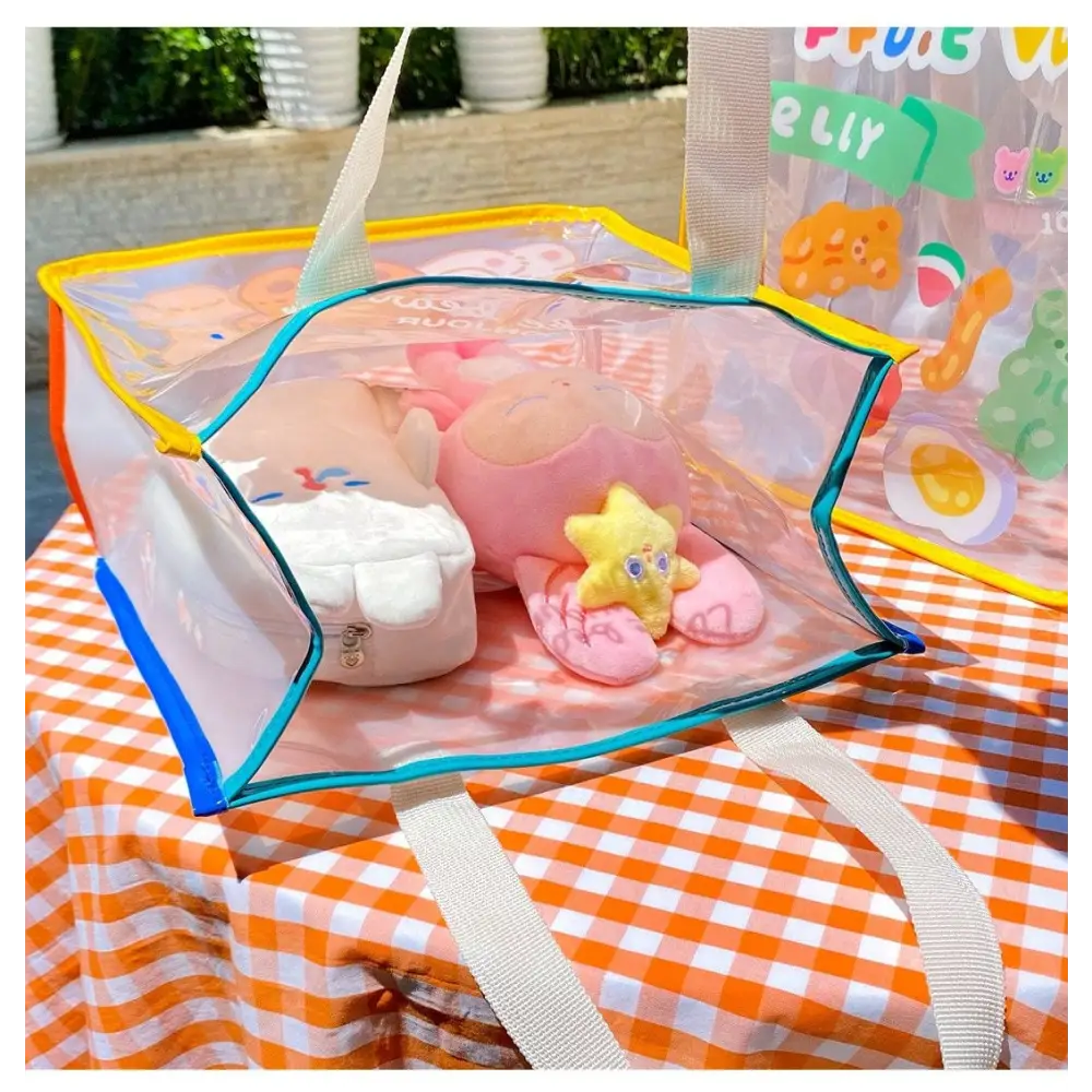 Kawaii Teddy Bear and Gummy Bear Transparent Tote Bag - bag