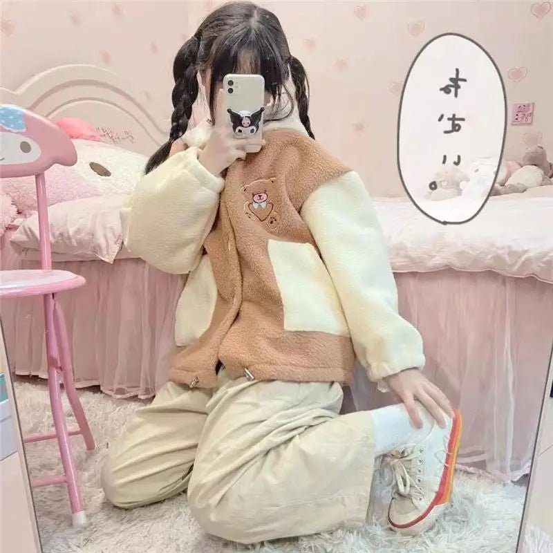 Kawaii Teddy Bear Thick Winter Hoodie for Ultimate Cuteness - Cosparty