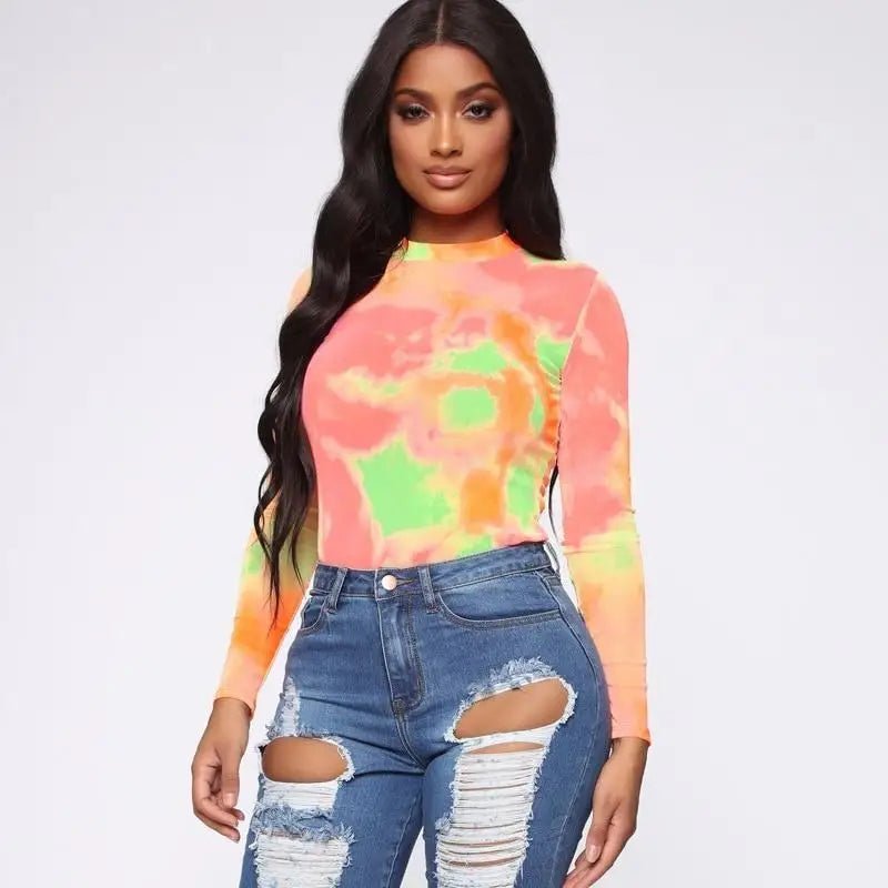 Kawaii Tie - Dye Rainbow Onesie with Snap Crotch and Subtle Turtleneck - Cosparty