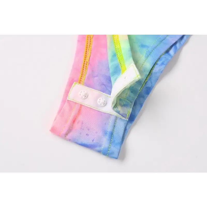 Kawaii Tie-Dye Rainbow Onesie with Snap Crotch and Subtle Turtleneck - onesie