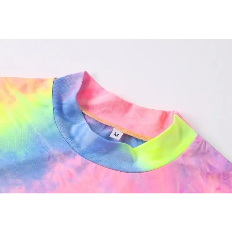 Kawaii Tie-Dye Rainbow Onesie with Snap Crotch and Subtle Turtleneck - onesie