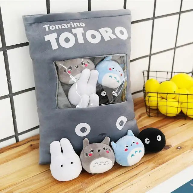 Kawaii Totoro Stuffies Inside Adorable Plush Bag for Anime Lovers - stuffed animal