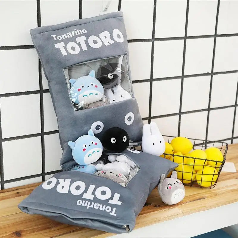 Kawaii Totoro Stuffies Inside Adorable Plush Bag for Anime Lovers - stuffed animal