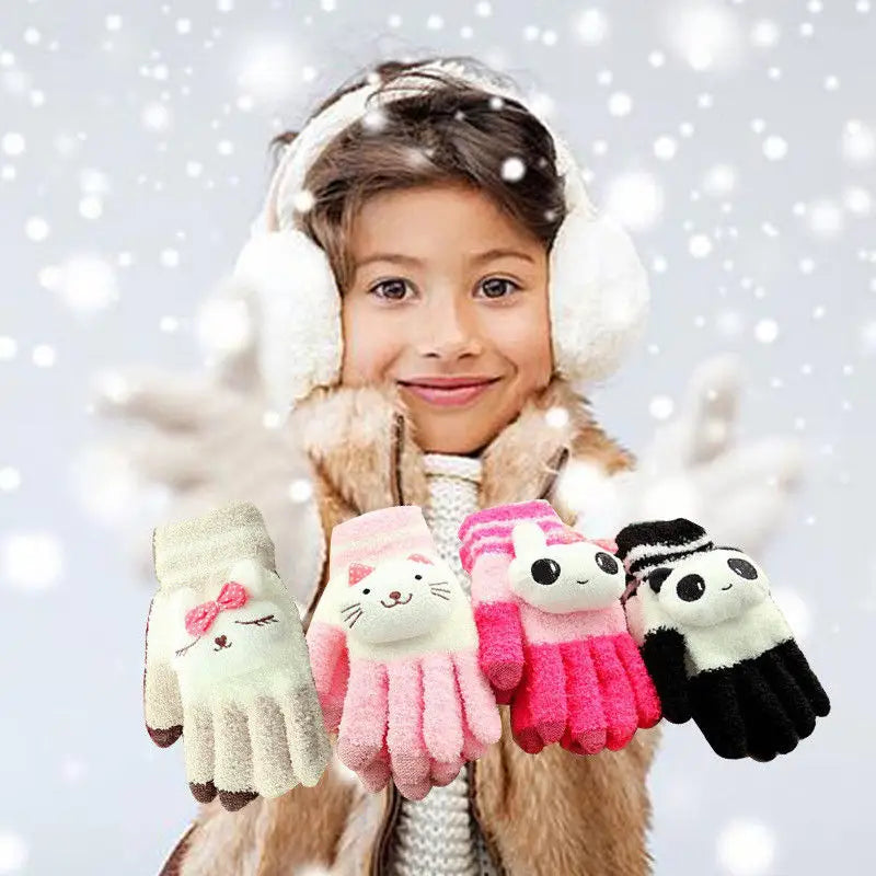 Kawaii Ultra Fuzzy Finger Gloves for Winter Fun - Gloves