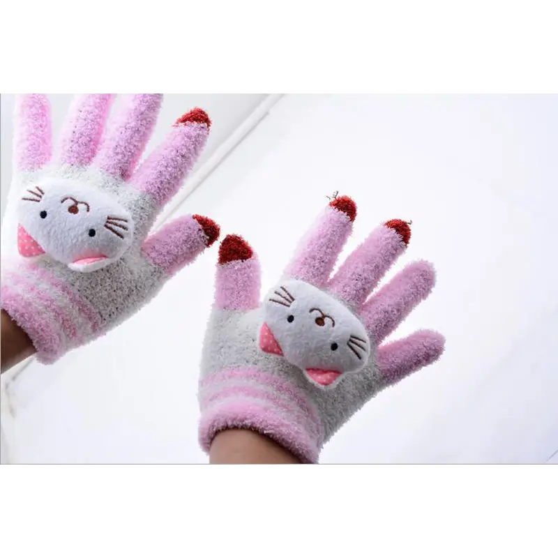 Kawaii Ultra Fuzzy Finger Gloves for Winter Fun - Gloves