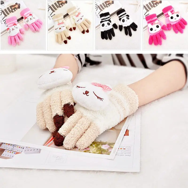 Kawaii Ultra Fuzzy Finger Gloves for Winter Fun - Gloves