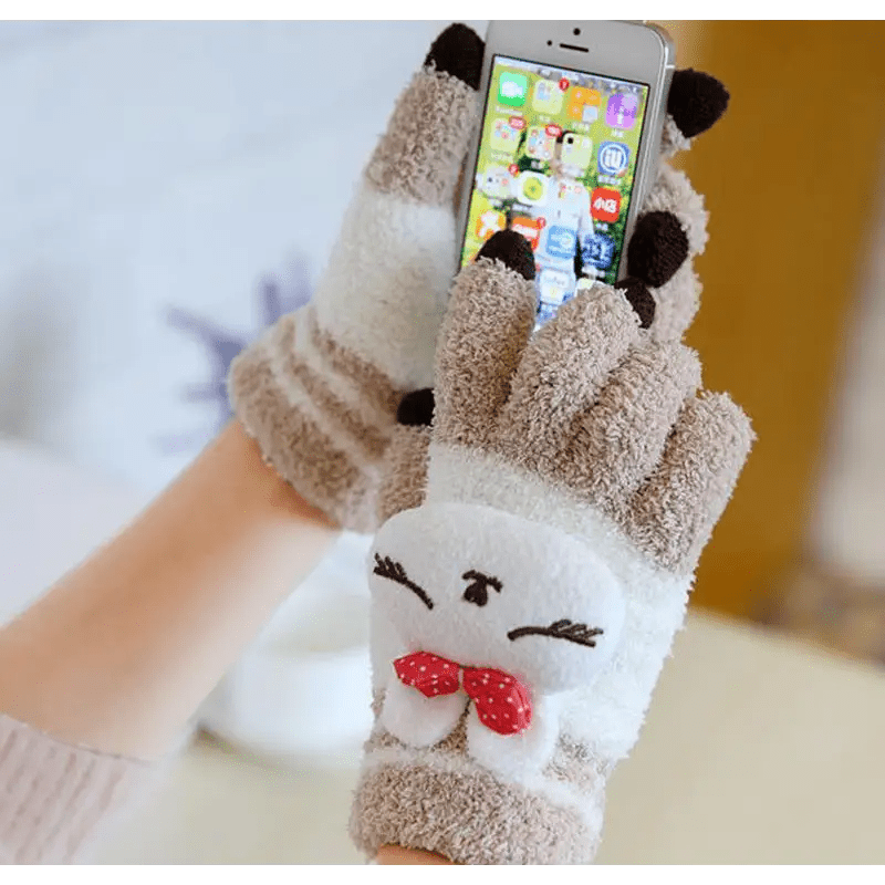 Kawaii Ultra Fuzzy Finger Gloves for Winter Fun - Cosparty