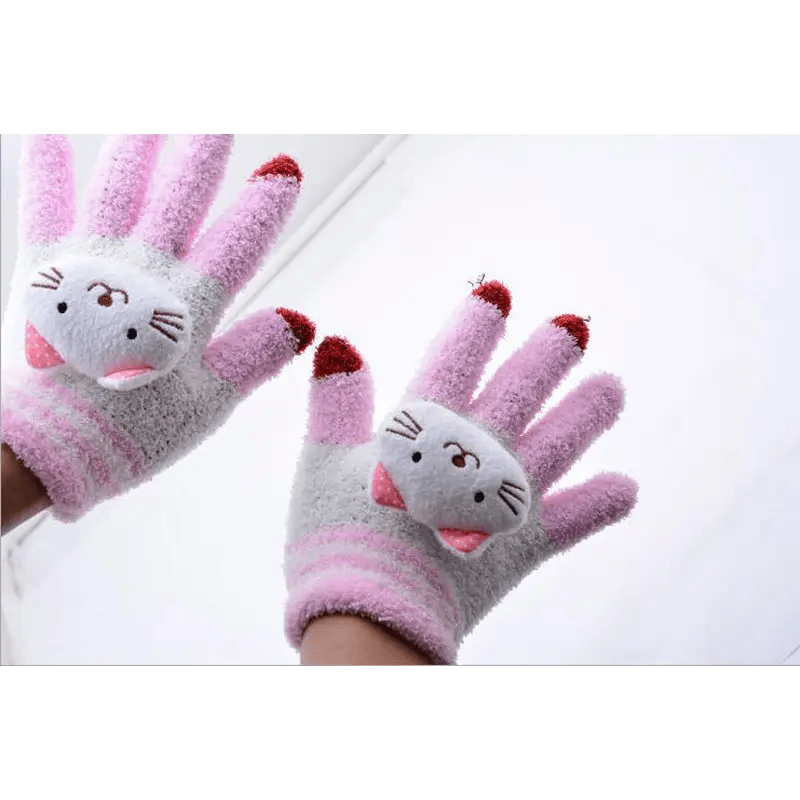 Kawaii Ultra Fuzzy Finger Gloves for Winter Fun - Cosparty