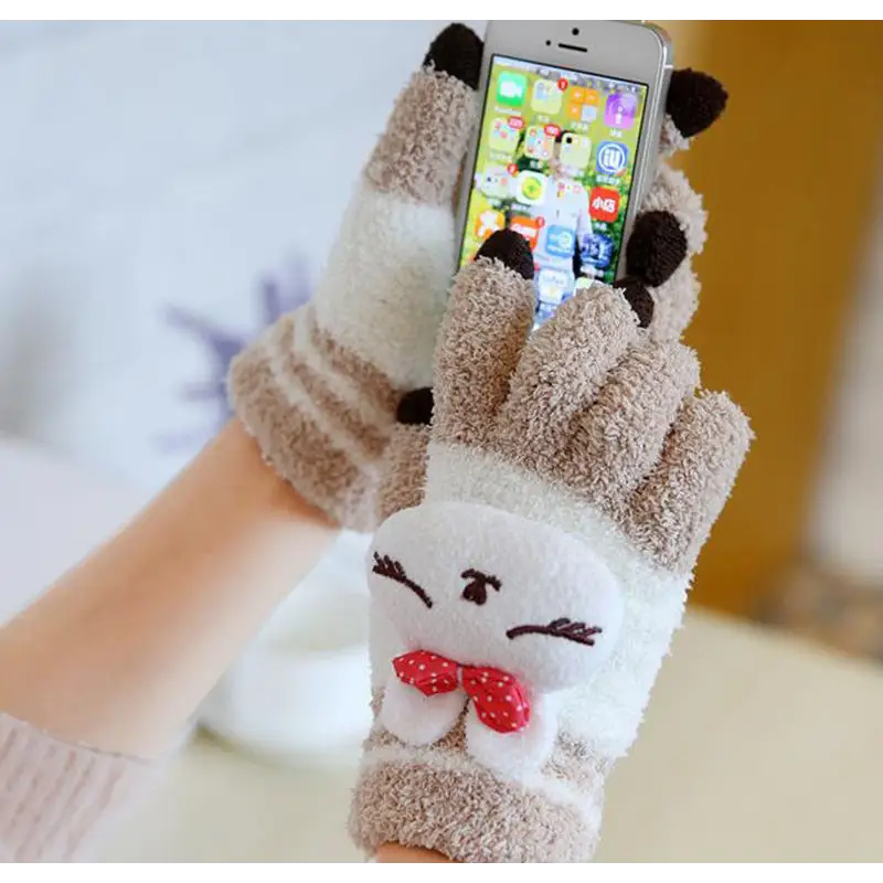 Kawaii Ultra Fuzzy Finger Gloves for Winter Fun - Gloves