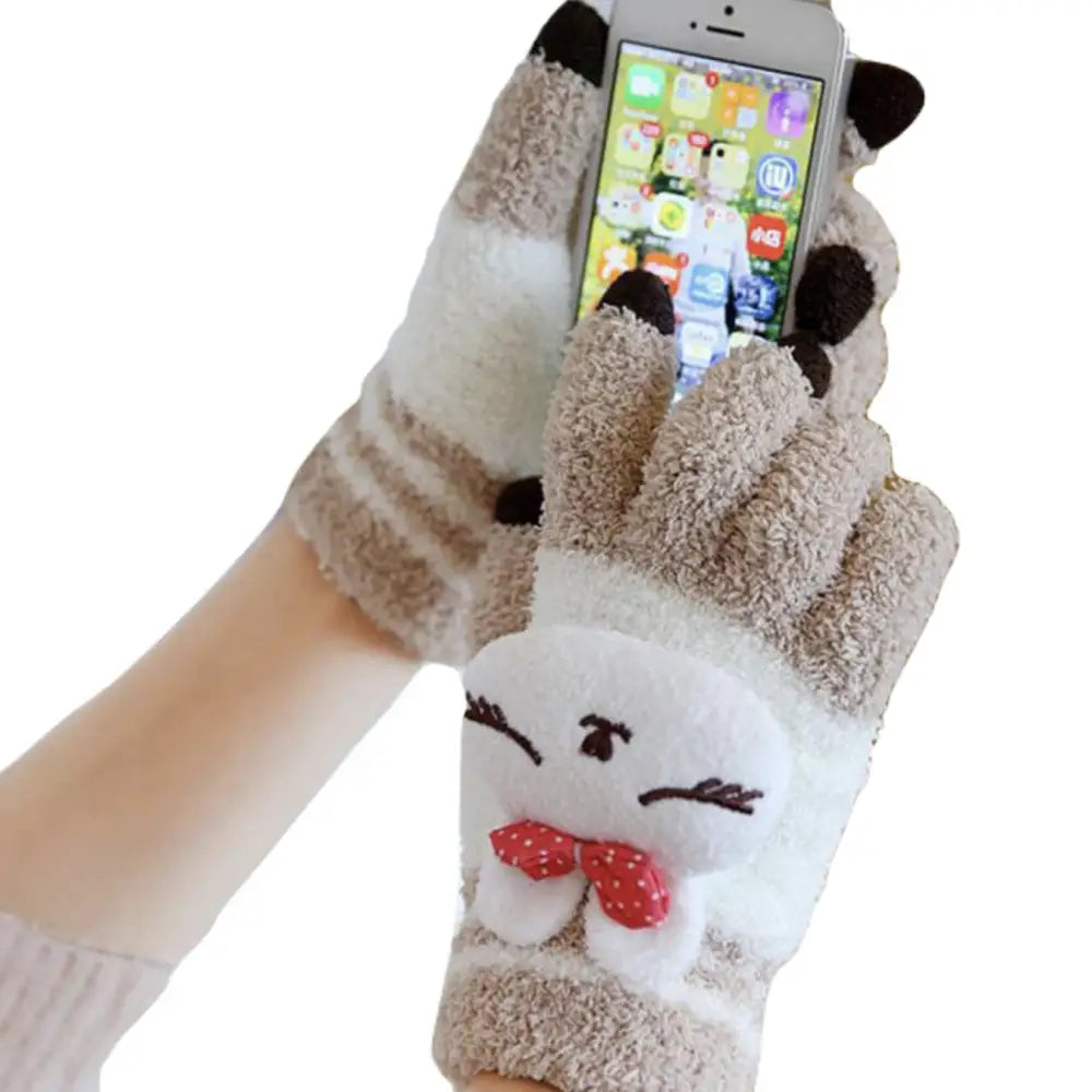 Kawaii Ultra Fuzzy Finger Gloves for Winter Fun - Gloves