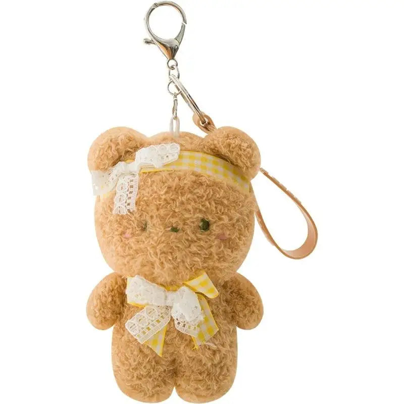 Kawaii Ultra-Plush Teddy Bear and Bunny Rabbit Keychains - Brown - plush