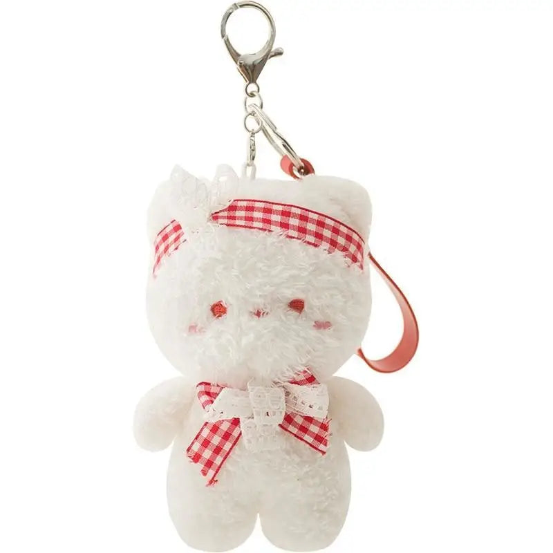 Kawaii Ultra-Plush Teddy Bear and Bunny Rabbit Keychains - White - plush