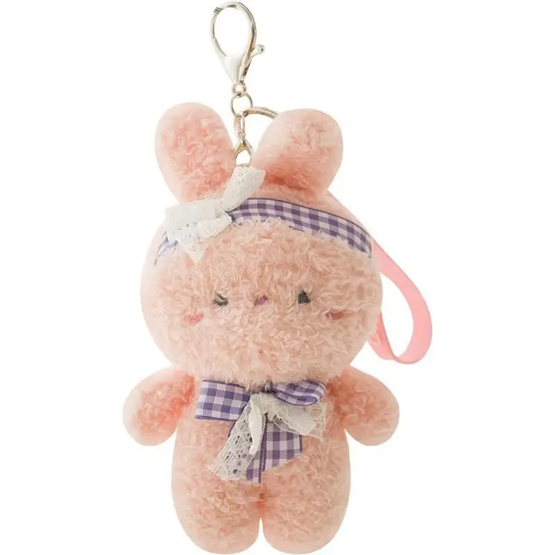 Kawaii Ultra-Plush Teddy Bear and Bunny Rabbit Keychains - Pink - plush