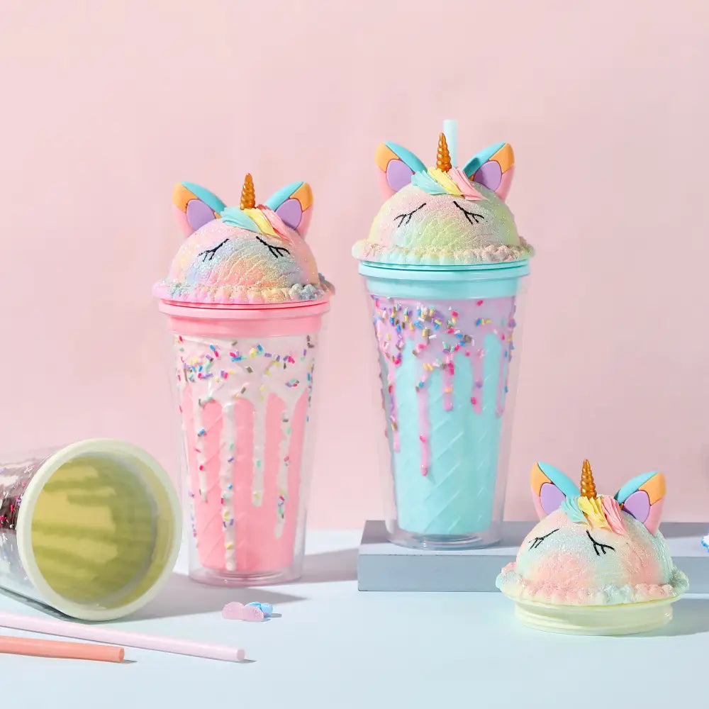 Kawaii Unicorn Ice Cream Water Bottle Perfect for Cute Collectors - bottle