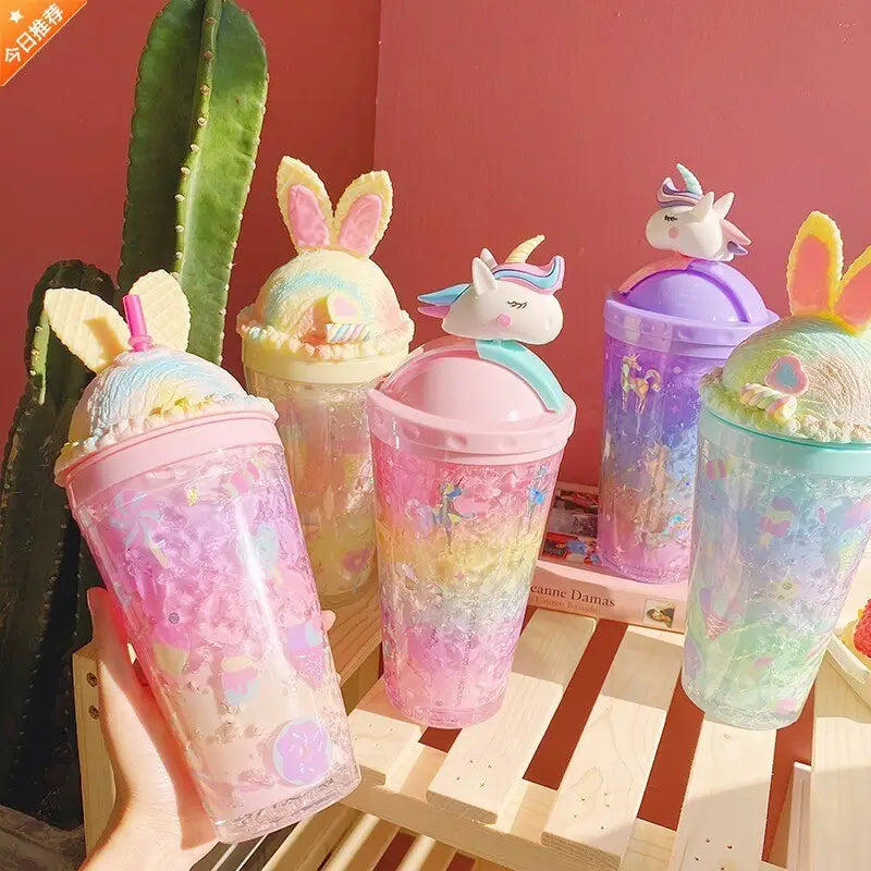 Kawaii Unicorn Ice Cream Water Bottle Perfect for Cute Collectors - bottle