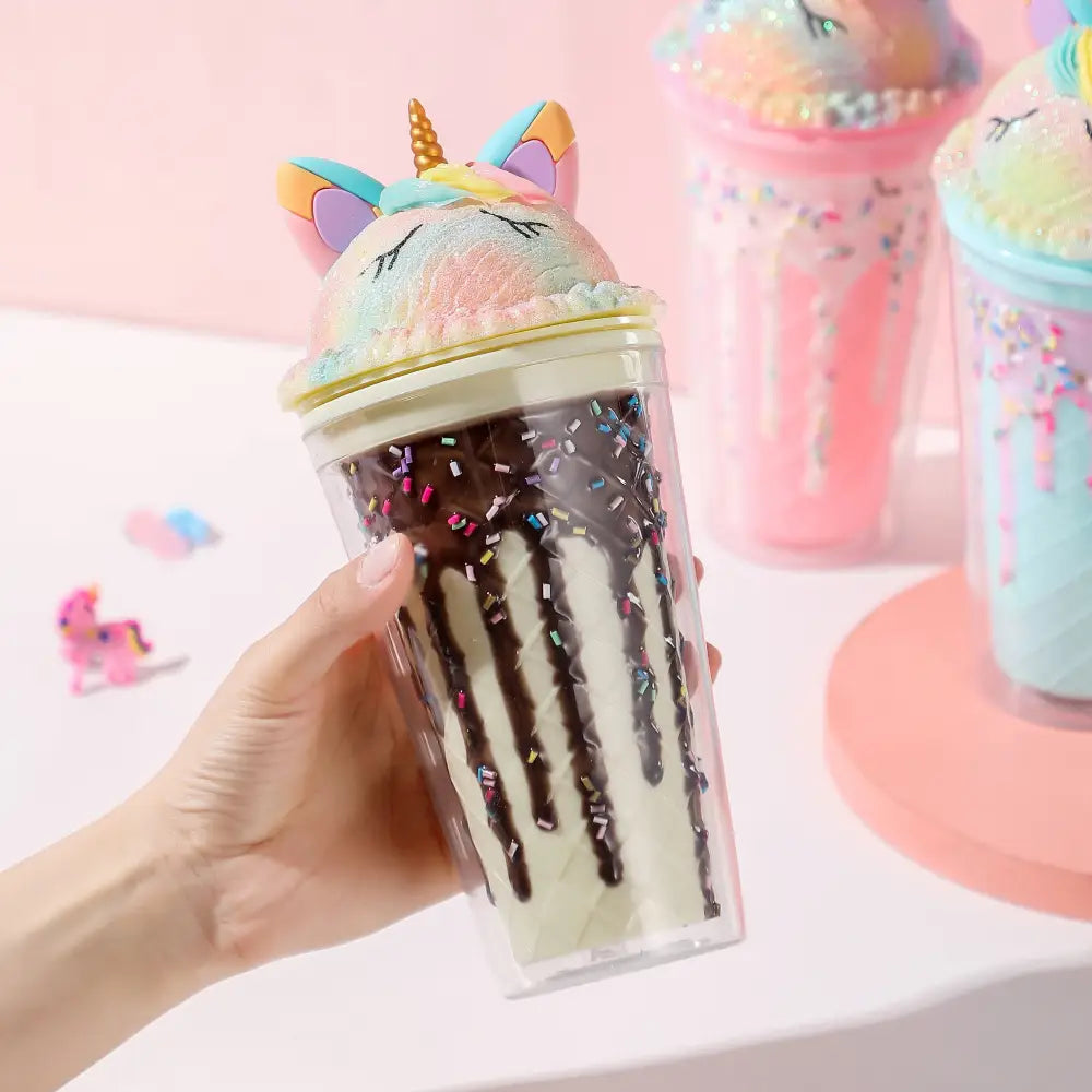 Kawaii Unicorn Ice Cream Water Bottle Perfect for Cute Collectors - bottle