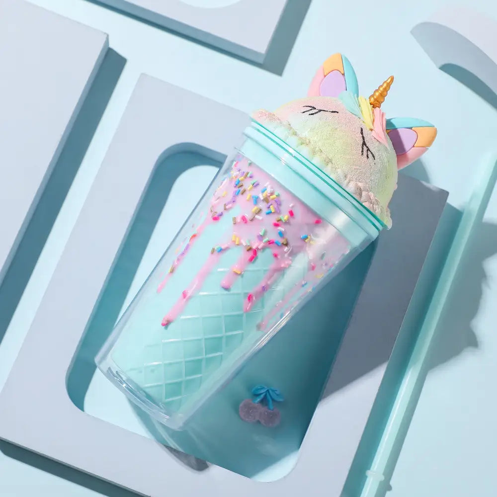 Kawaii Unicorn Ice Cream Water Bottle Perfect for Cute Collectors - bottle