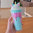 Kawaii Unicorn Ice Cream Water Bottle Perfect for Cute Collectors - Blue - bottle