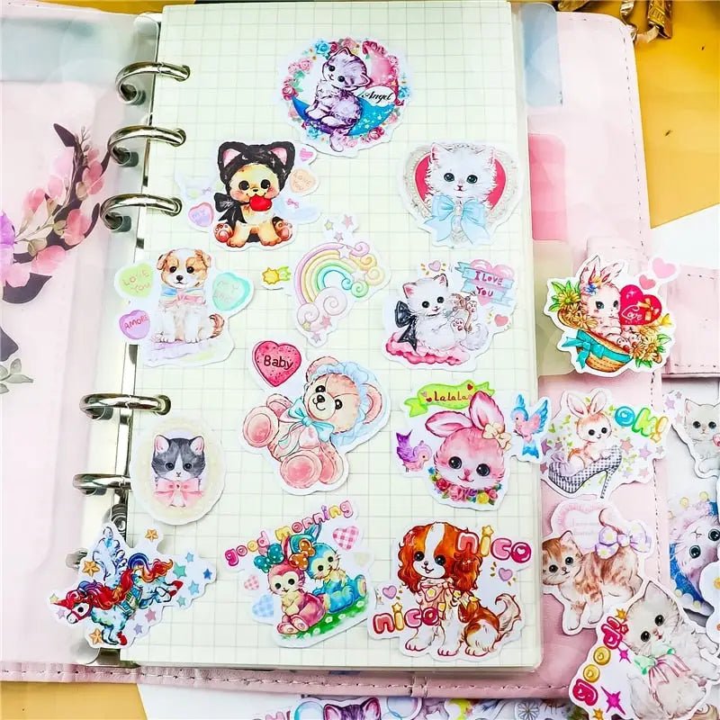Kawaii Vintage Animal Stickers for Cute Decor and Crafting - Cosparty