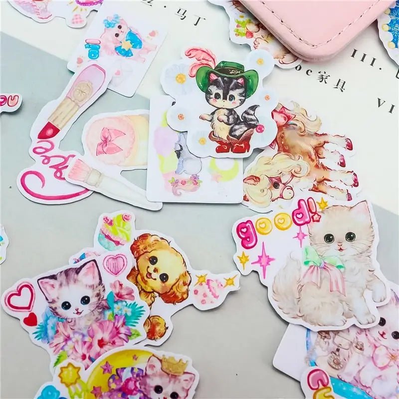 Kawaii Vintage Animal Stickers for Cute Decor and Crafting - Cosparty