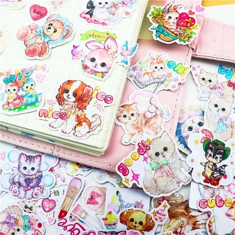 Kawaii Vintage Animal Stickers for Cute Decor and Crafting - Cosparty