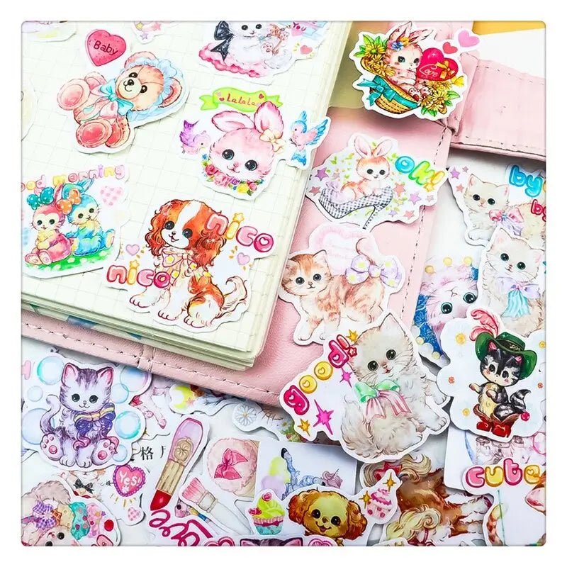 Kawaii Vintage Animal Stickers for Cute Decor and Crafting - Cosparty