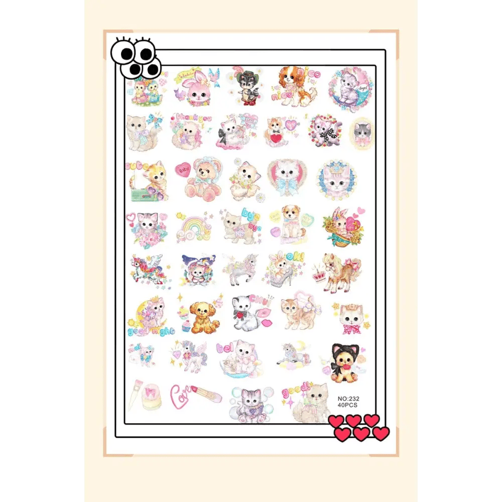 Kawaii Vintage Animal Stickers for Cute Decor and Crafting - Cosparty