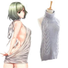 Kawaii Virgin Killer Backless Sweater in Chunky Cable Knit - Cosparty