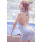 Kawaii Virgin Killer Backless Sweater in Chunky Cable Knit - Cosparty