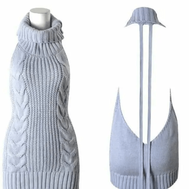 Kawaii Virgin Killer Backless Sweater in Chunky Cable Knit - Cosparty