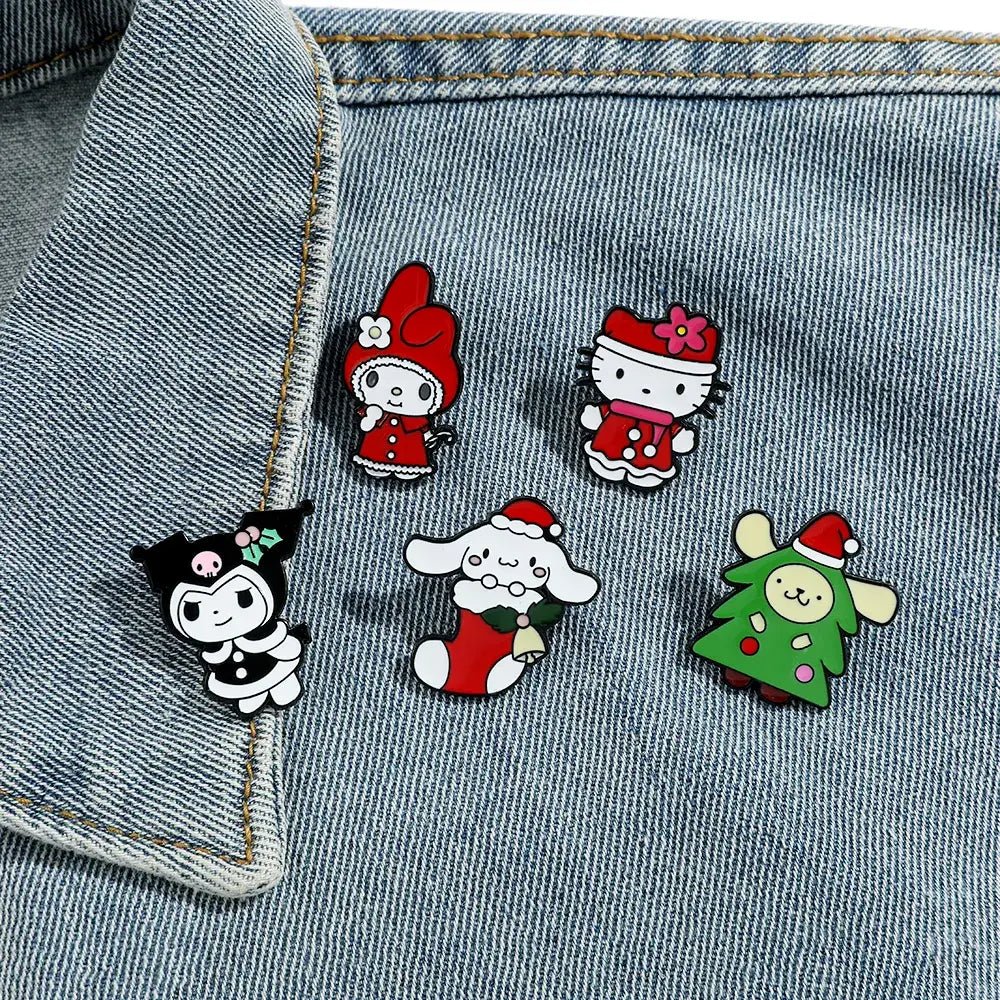 Kawaii Xmas Enamel Pin Set for Festive Holiday Cheer - Cosparty
