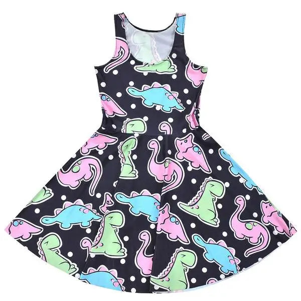 dinosaur kidcore skater dress pastel goth creepy cute aesthetic plus size fashion by Cosparty