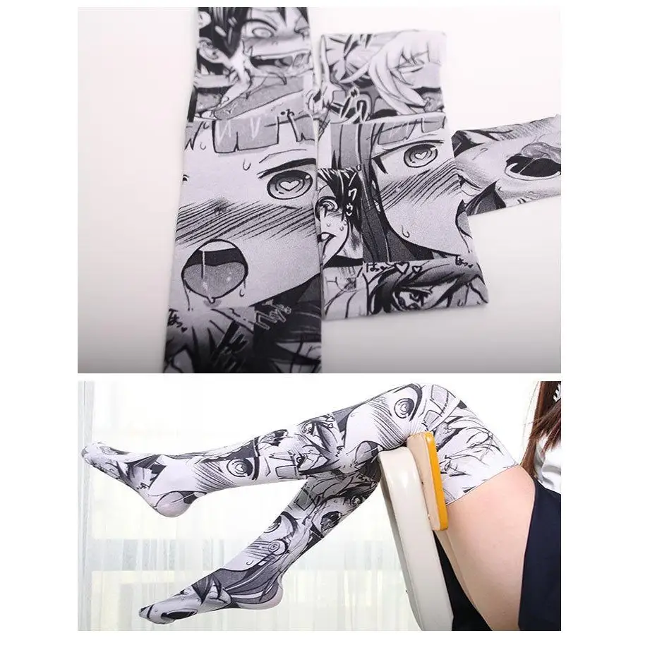 Kinky Anime-Inspired Thigh-High Stockings for Bold Otaku Style - Socks