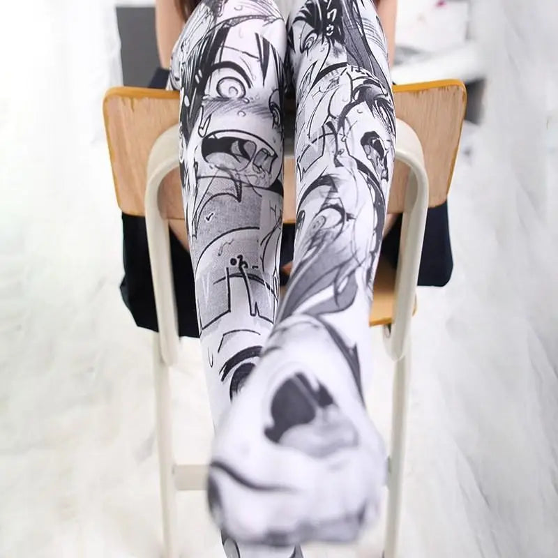 Kinky Anime-Inspired Thigh-High Stockings for Bold Otaku Style - Socks