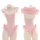 Kitty Cat Inspired Adult Onesie Swimwear with Bow and Frills - Cosparty