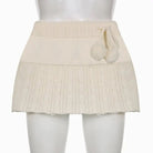 Knit Beige Pompom Skirt for Angelcore and Fairycore Styles - Cosparty