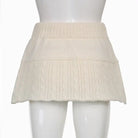 Knit Beige Pompom Skirt for Angelcore and Fairycore Styles - skirt