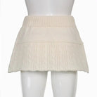 Knit Beige Pompom Skirt for Angelcore and Fairycore Styles - Cosparty