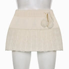 Knit Beige Pompom Skirt for Angelcore and Fairycore Styles - skirt