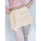 Knit Beige Pompom Skirt for Angelcore and Fairycore Styles - skirt