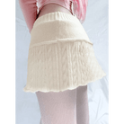 Knit Beige Pompom Skirt for Angelcore and Fairycore Styles - Cosparty
