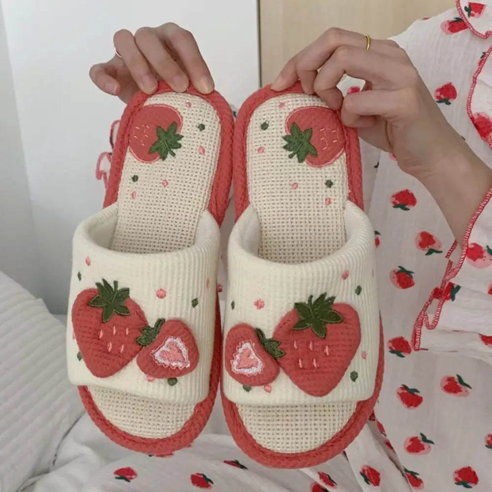 Knit Strawberry Slides for Cozy Comfort and Style - shoes